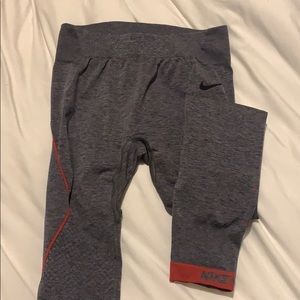 Nike pro grey and red mesh leggings high waisted